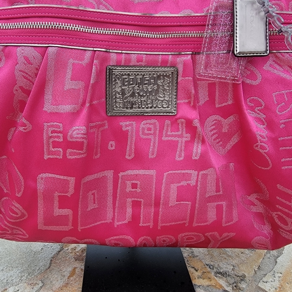 Coach Poppy Glam Tote Pink Story Patch Graffiti Print Canvas Limited Edition - Picture 5 of 15